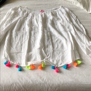 Lilly Pulitzer Off-The-Shoulder Tassel Top